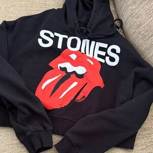 Rolling Stones Black Concert Hoodie with Red Graphic